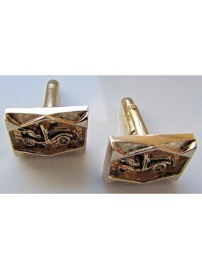 Vintage Cufflinks  Old  Car Automobile  Gold Tone
